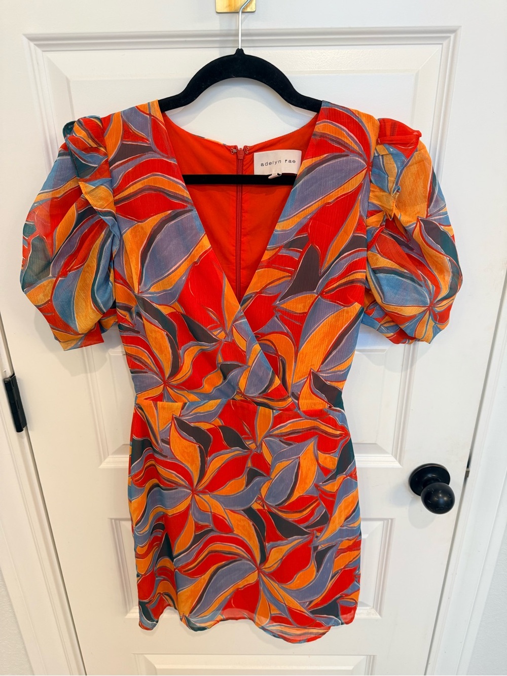 Astr Red Mini Dress with Multicolor Swirl Print